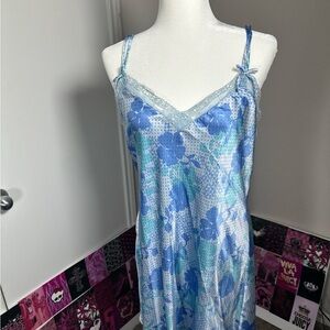 Cabernet Blue Chemise with Watercolor Pattern